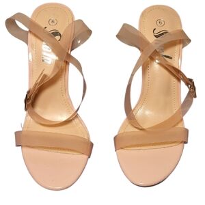 Shein Pink Jelly with Clear Chunky Heel Sandals. Size 6